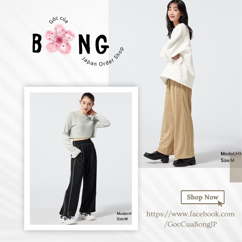 Quần thun ống rộng phong cách thế thao GU Nhật - Mã 346059