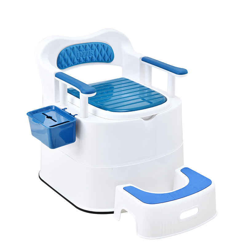 Bồn cầu di động kèm gác chân tư thế thoải mái, bô vệ sinh cho người già, phụ nữ có thai cao cấp hàng loại I