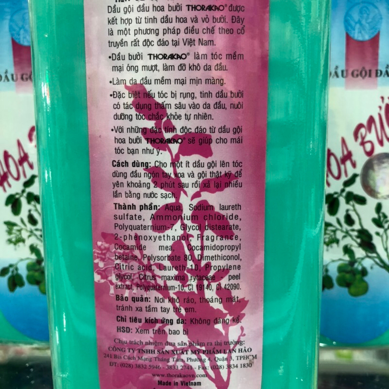 Dầu gội Hoa Bưởi Thorakao 500ml