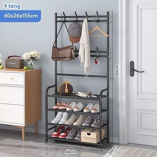 Kệ để giày dép đa năng 4 tầng có móc treo  ( gd quý nhi )