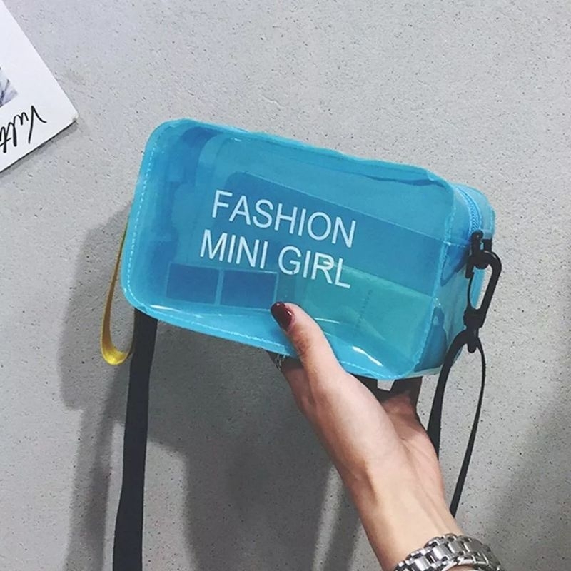 túi đeo chéo trong suốt kiếng màu Fashion thiết kế ngang bỏ điện thoại mỹ phẩm TA148