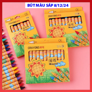  Bút Sáp Màu Cho Bé Tô Vẽ 8,12,24 Màu Không Độc Hại Bẩn Tay Rất Dễ Thương Và Tiện Sử Dụng 