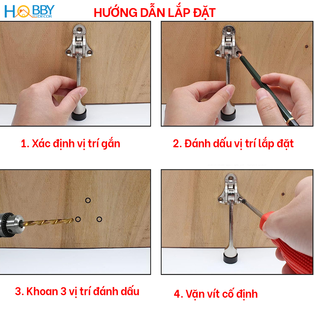 Chặn cửa chân móng ngựa chống va đập Hobby Home Decor CMG2 đế cao su giữ chặt cửa