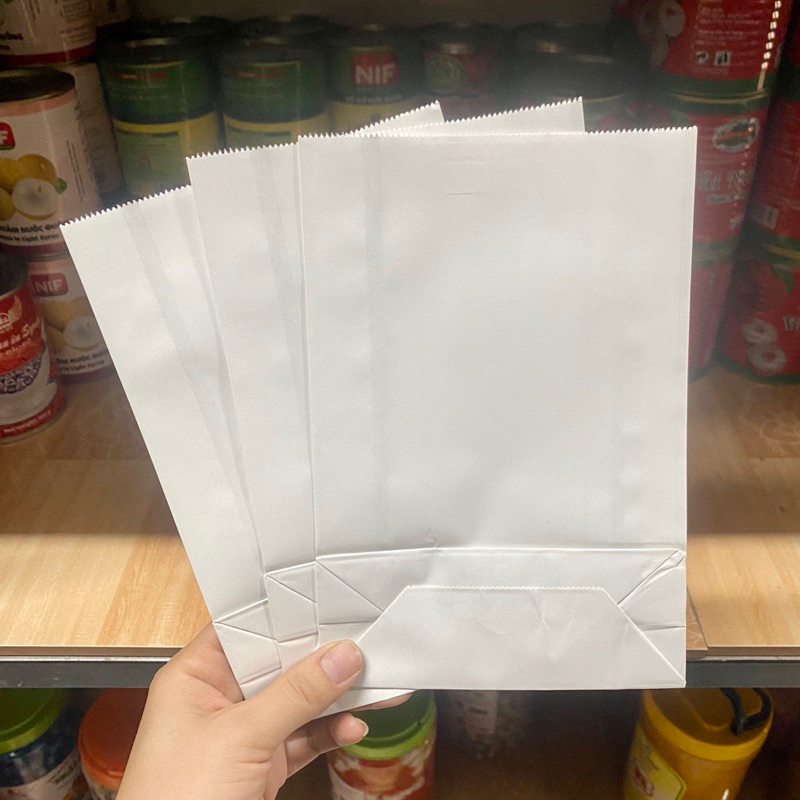 100 Túi Giấy Trắng Đựng Bánh 16x20cm