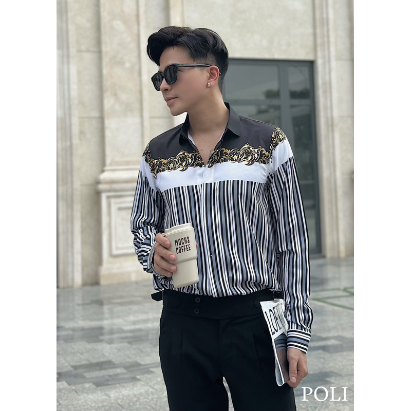 Áo sơ mi POLI thiết kế hoạ tiết hoa văn