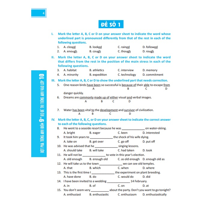 Sách Lớp 9 - Đột phá tiếng Anh điểm 9+  - Có đáp án- Bùi Văn Vinh-minhthangbooks