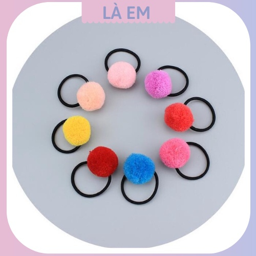 Dây buộc tóc cao su đính bóng lông đơn giản dễ thương Dây cột tóc KIDSBOWS đính cục bông xinh xắn vui nhộn cho bé