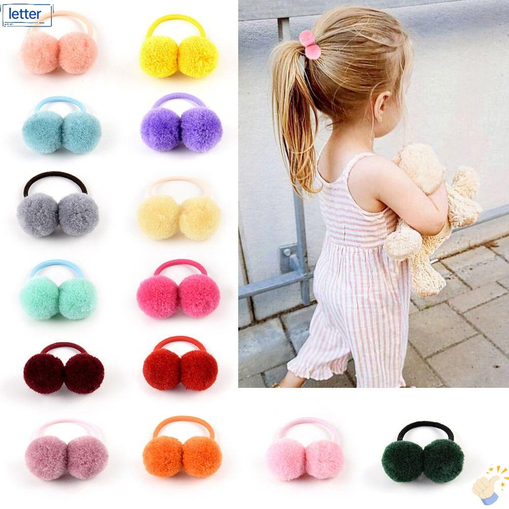 Dây buộc tóc cao su đính bóng lông đơn giản dễ thương Dây cột tóc KIDSBOWS đính cục bông xinh xắn vui nhộn cho bé