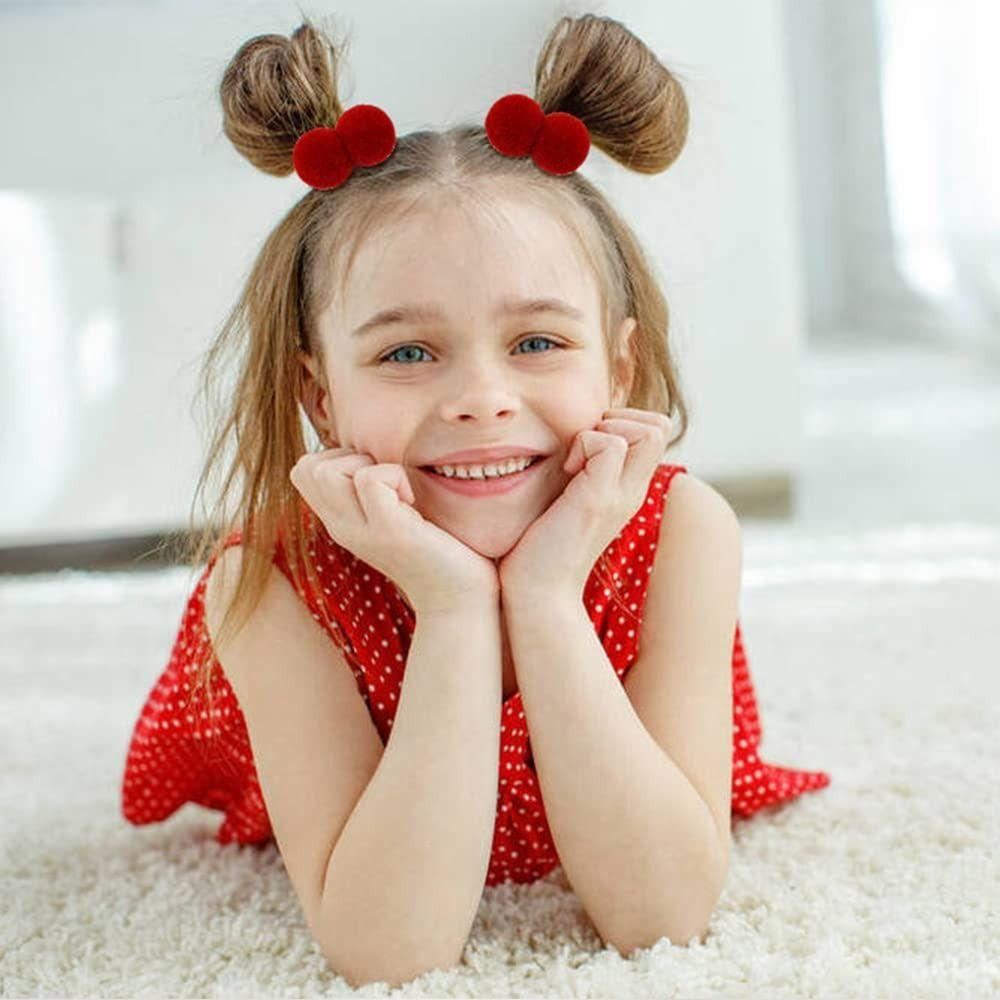 Dây buộc tóc cao su đính bóng lông đơn giản dễ thương Dây cột tóc KIDSBOWS đính cục bông xinh xắn vui nhộn cho bé