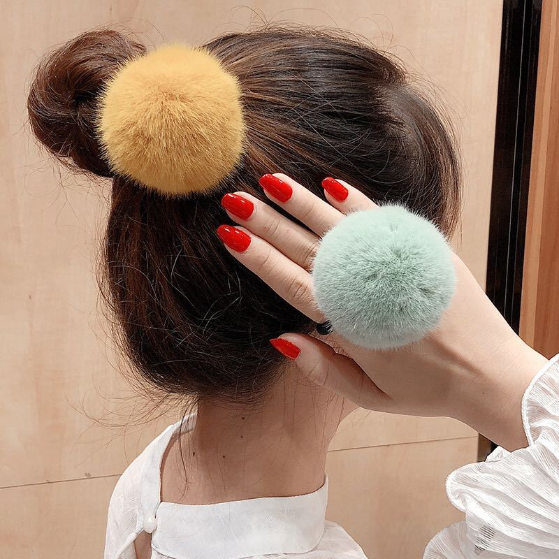 Dây buộc tóc cao su đính bóng lông đơn giản dễ thương Dây cột tóc KIDSBOWS đính cục bông xinh xắn vui nhộn cho bé