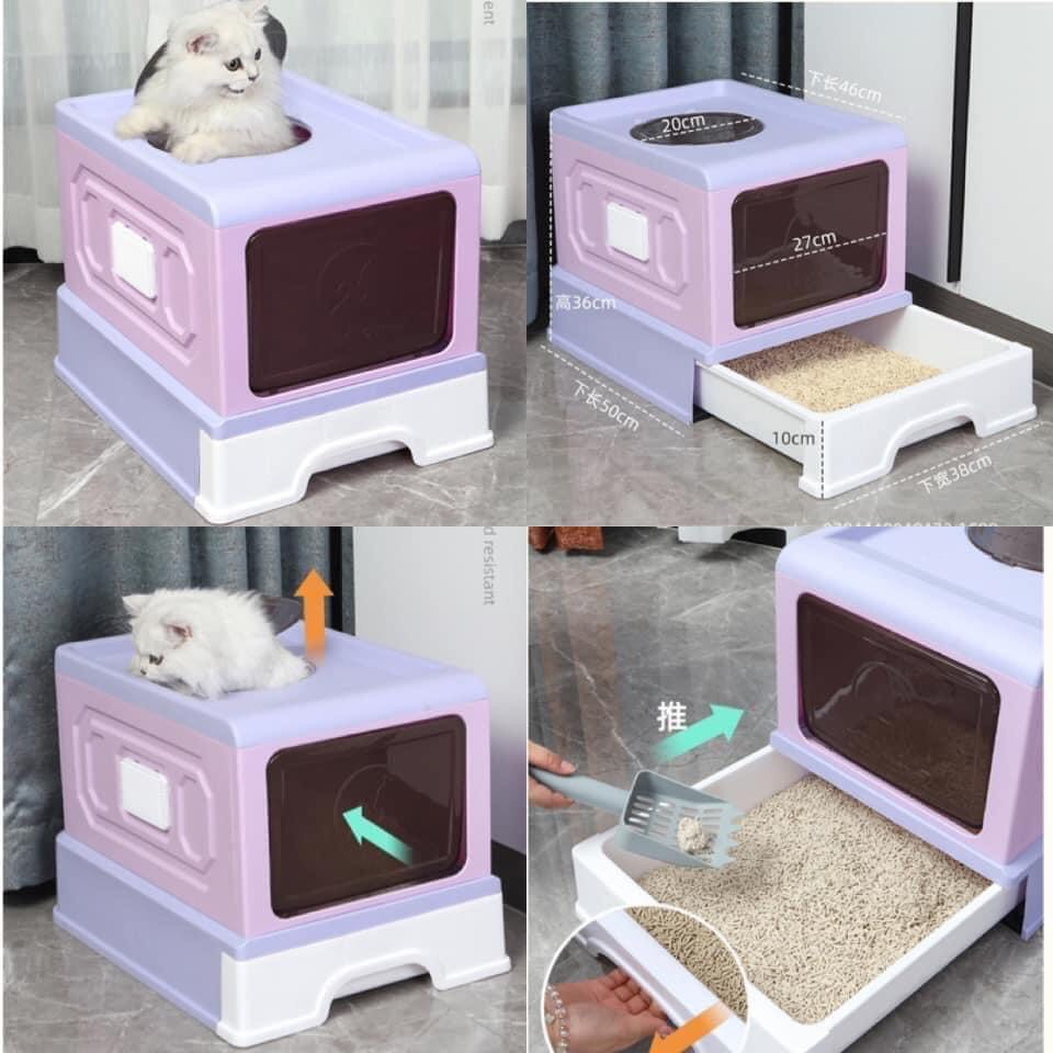 Nhà Vệ Sinh 2 Cửa Dành Cho Mèo