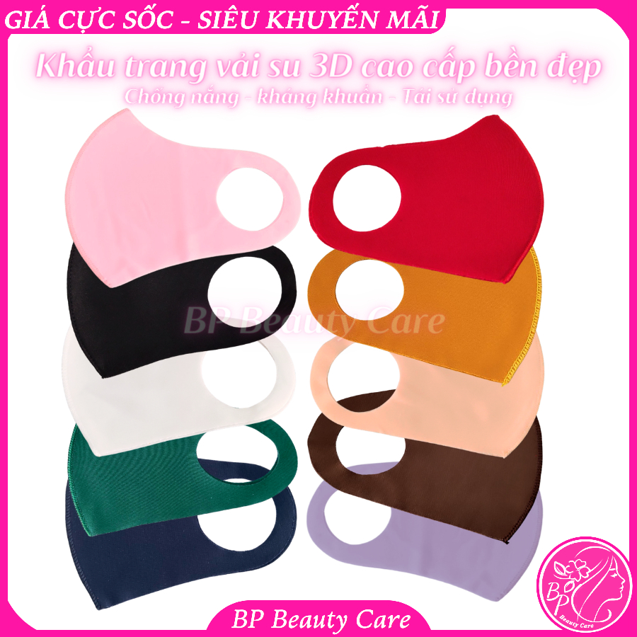 Khẩu trang ĐEN vải su siêu dày poly 3D cao cấp phong cách Hàn Quốc bền đẹp, chống nắng chống bụi tái sử dụng nhiều lần