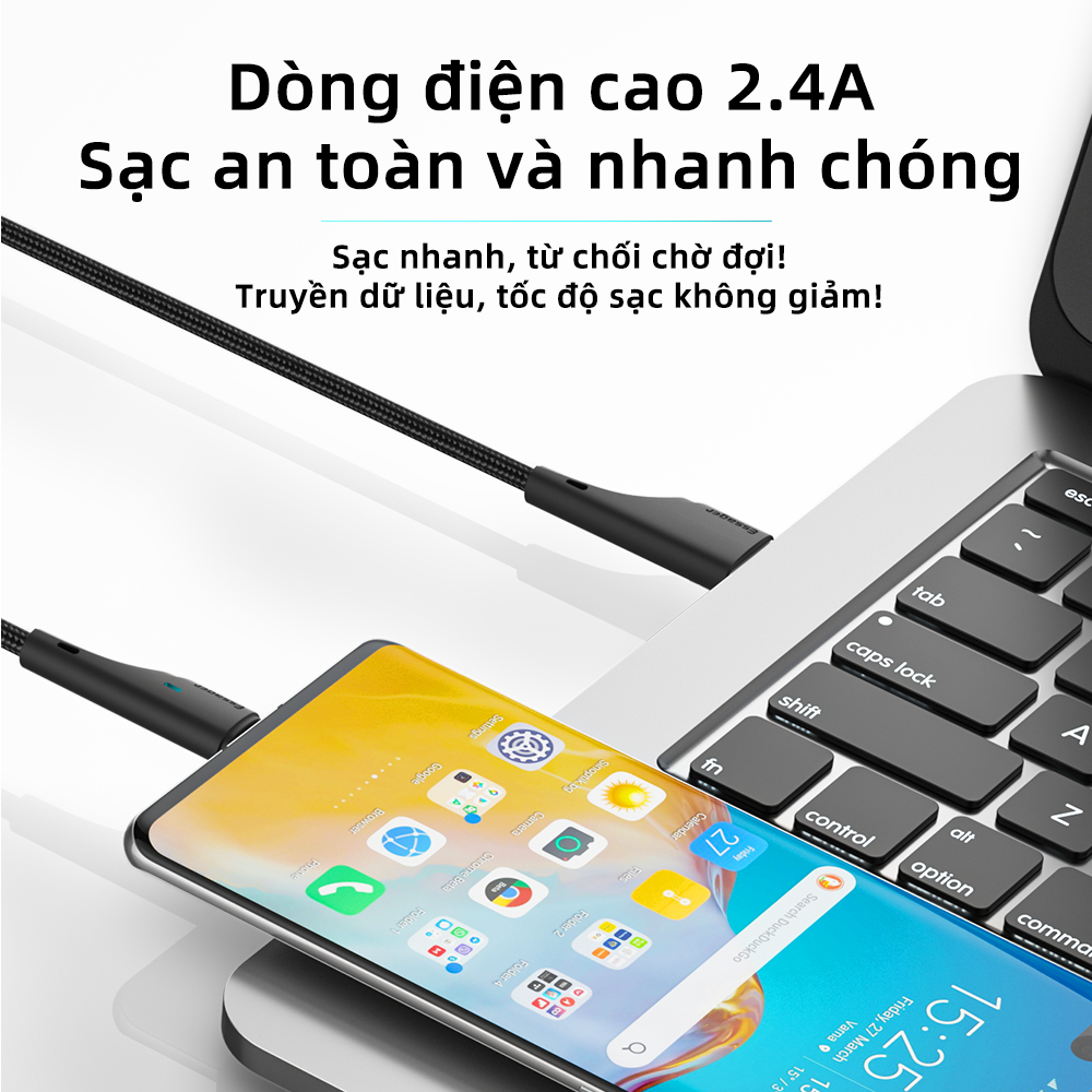Dây Cáp Sạc Nhanh Micro USB Có Led Báo Sạc dài 0.25m / 1m / 2m 3A Cho Samsung Huawei Xiaomi Essager