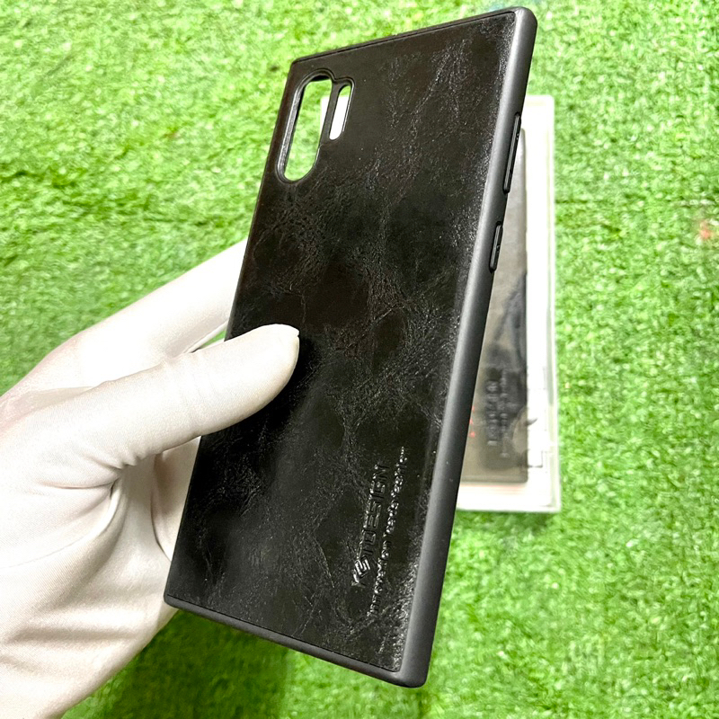 Ốp Lưng Samsung Note 10 Plus Da Đen Trơn Đơn Giản Cao Cấp KST Design