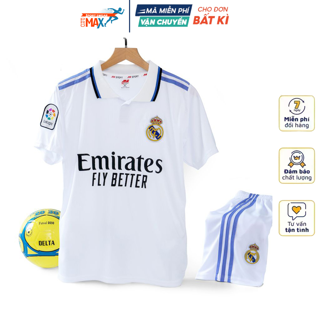 Quần áo bóng đá real madrid đồ đá banh mẫu mới thun lạnh co giãn thoáng mát 2023 2024