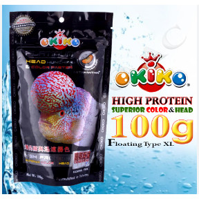 Thức ăn cao cấp vừa tăng đầu, châu và màu cá la hán OKiko Platinum Thái 100gr