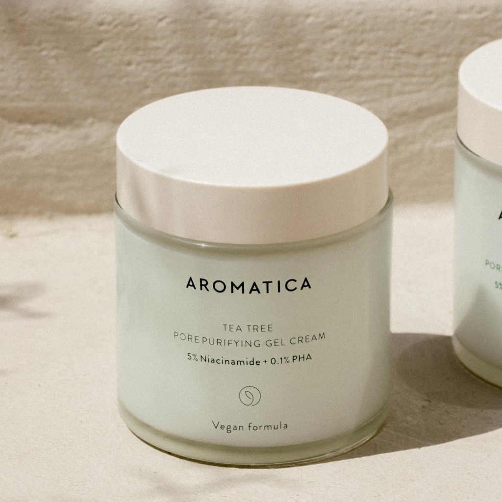 Kem dưỡng kiềm dầu, se khít lỗ chân lông Aromatica Tea Tree Pore Purifying Gel Cream Niacinamide 5%+PHA 0,1%