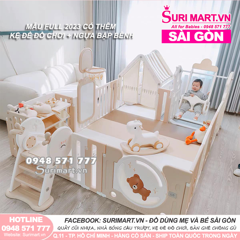 Set Quây Cũi Nhựa Liên Hoàn Cao Cấp Newber fULL VIP 2024 - Quây Cũi Cho Bé Gấu Mặt Trăng