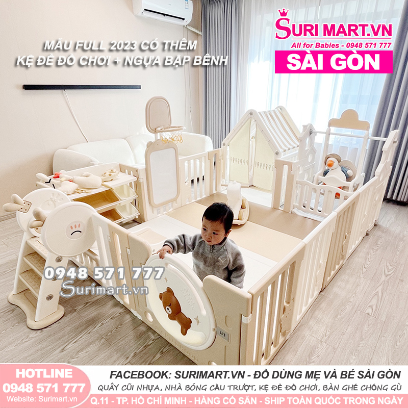 Set Quây Cũi Nhựa Liên Hoàn Cao Cấp Newber fULL VIP 2024 - Quây Cũi Cho Bé Gấu Mặt Trăng