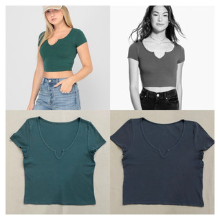 (A1907) Áo croptop thun mè gân wash - Thanh lý vnxk
