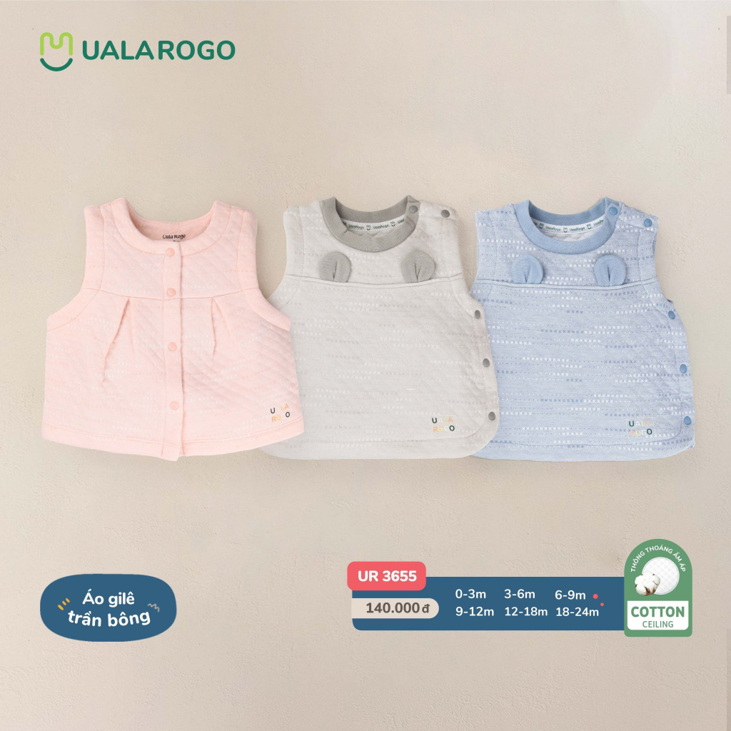 UALAROGO Áo gile trần bông nhẹ mềm mại ấm áp Áo ghile cho bé trai bé gái mềm mại ấm áp