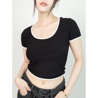 Wrhs - áo crop top hở lưng thun co giãn nữ