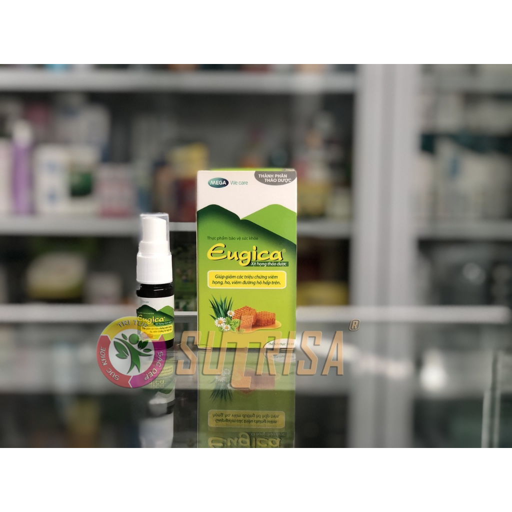 Eugica xịt họng thảo dược. Giúp giảm các triệu chứng viêm họng, ho, viêm đường hô hấp trên