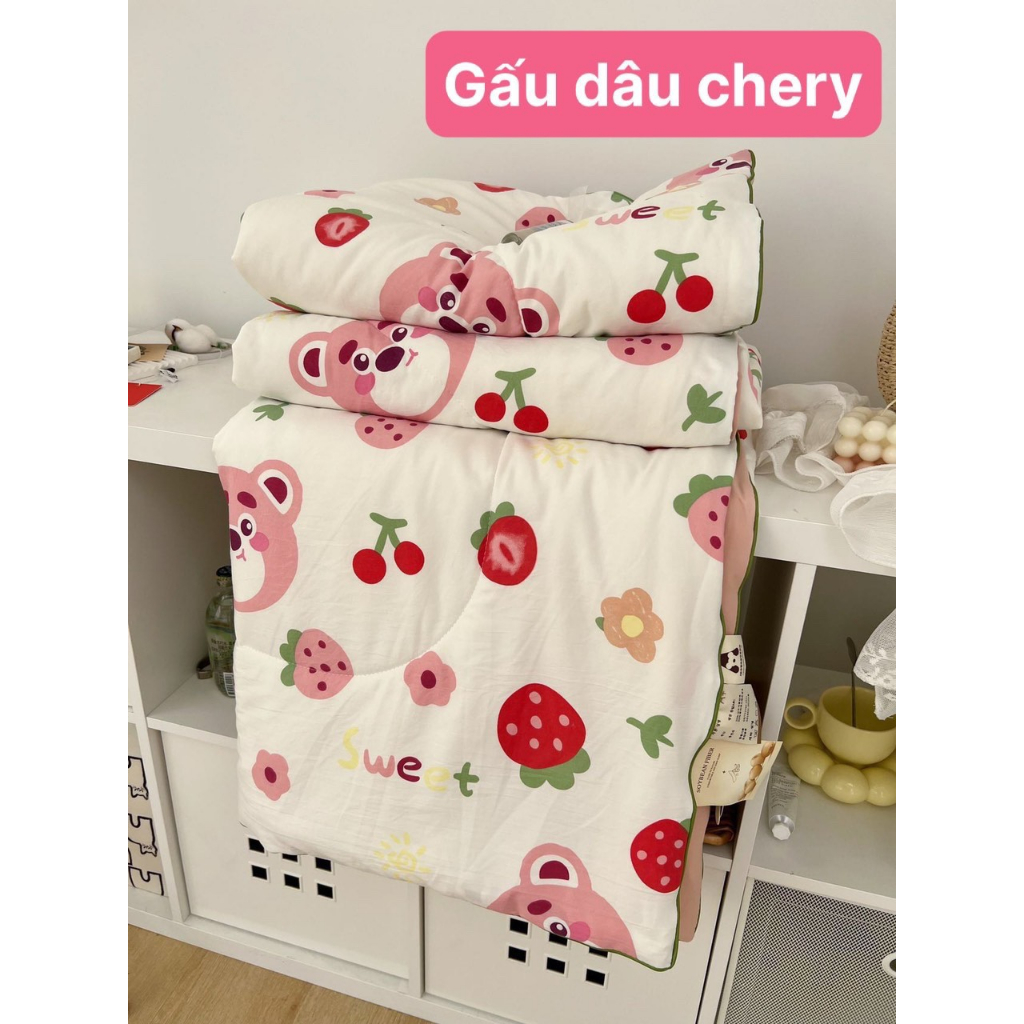 Chăn hè đũi nhân xơ đậu nành trần bông nhập khẩu 2mx2m2.Chăn cotton đũi mềm mại thoáng mát mẫu mới 2023