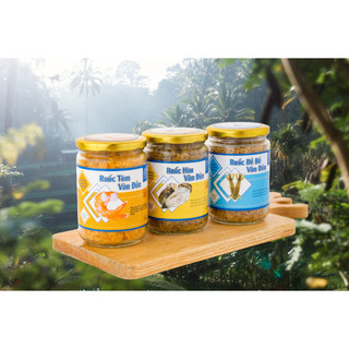 Combo 3 ruốc hải sản lọ thủy tinh loại 150gr : 1 ruốc tôm, 1 ruốc hàu, 1 ruốc bề bề