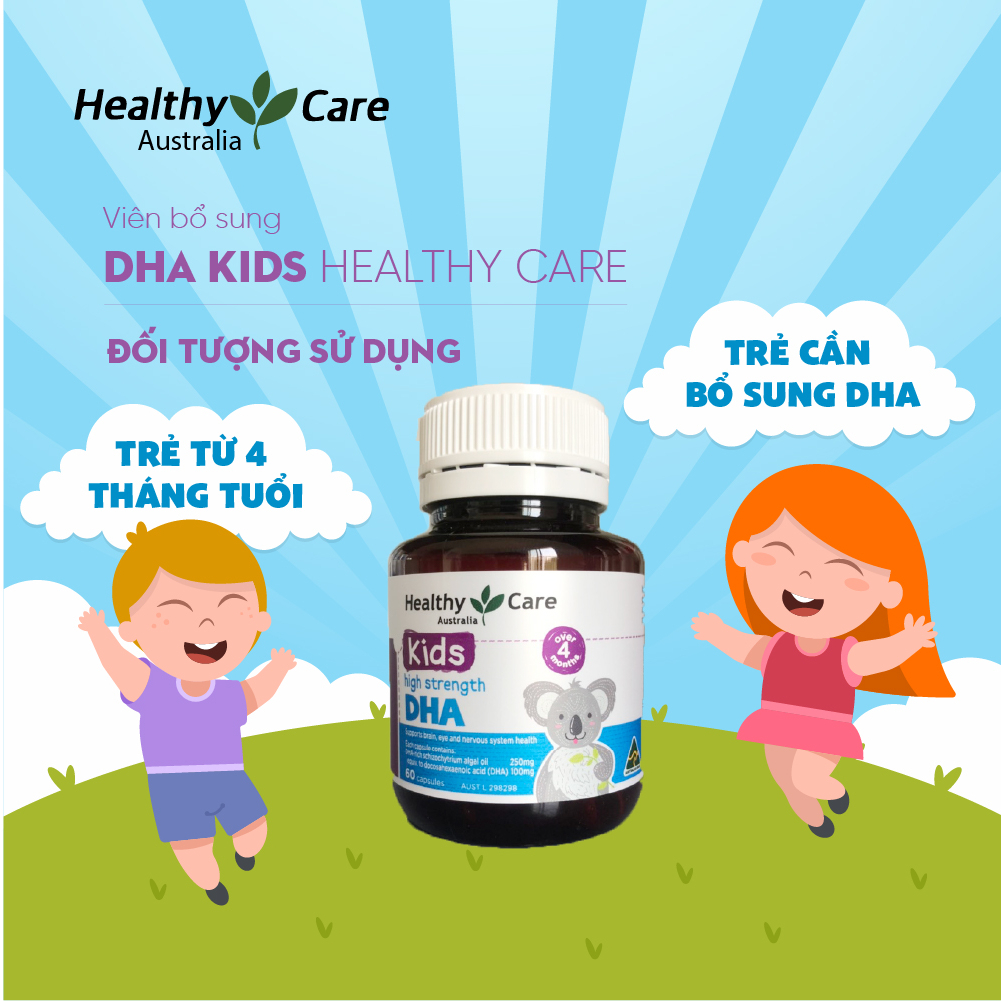 Healthy Care DHA (60 viên) và Milk Canxi (60 viên) - Combo phát triển chiều cao, trí thông minh cho bé