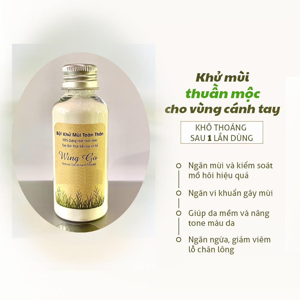 Bột khử mùi Wing Go Hết Hôi Nách Hôi Chân tại nhà 1 lọ dùng 1 tháng