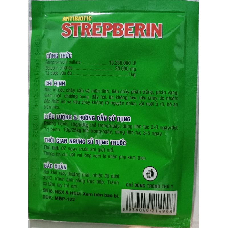 STREPBERIN. ĐẶ C.  T RỊ TIÊU CHẢY CẤP