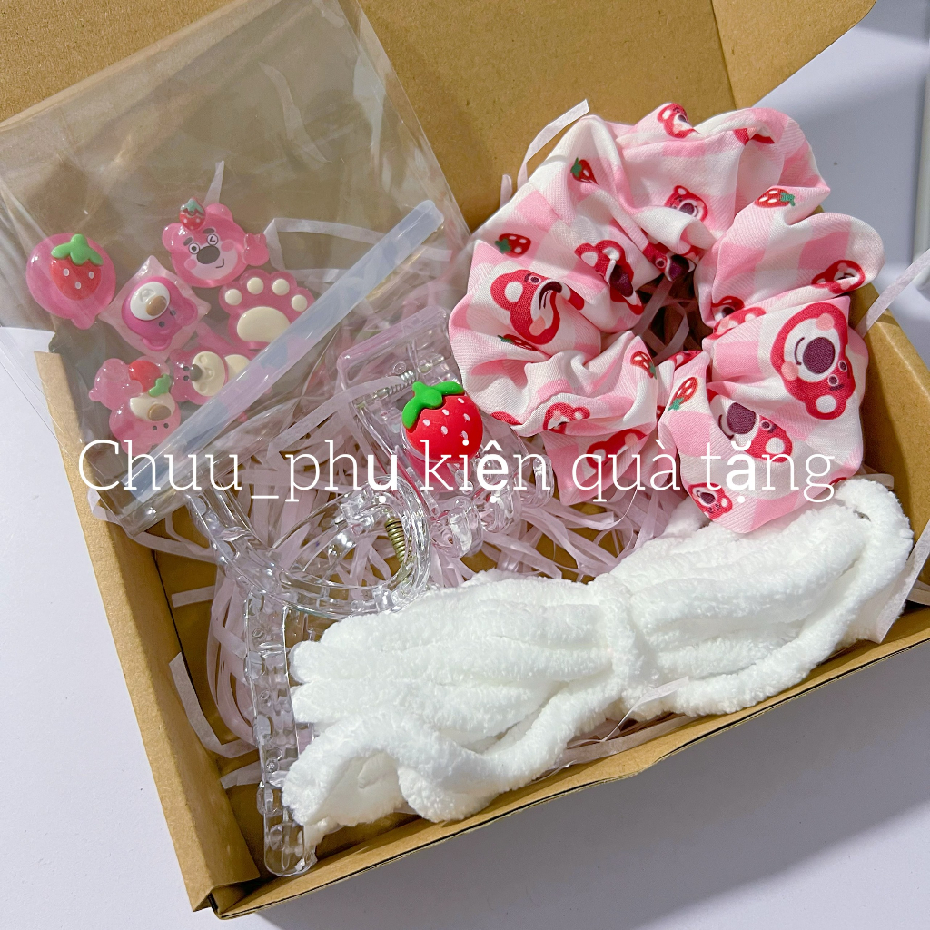 COMBO DYI kẹp tóc tự làm gấu dâu dễ thương