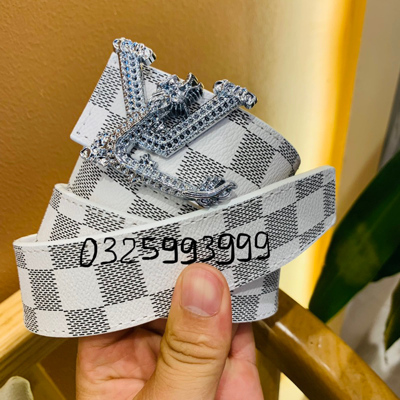 Thắt lưng lv mặt rồng bạc, Dây lưng nam thời trang mẫu mới 2023