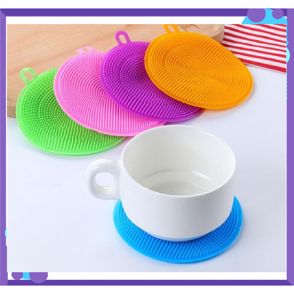 1 Miếng Rửa Bát Silicon , Miếng rửa chén bát silicon , Có Quai Treo.)