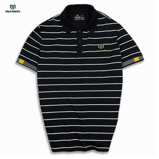 Áo thun Polo nam tay ngắn cổ bẻ Mixform M500 vải cotton CVC chống nhăn, phối hoạ tiết sọc thời trang - MIXMEN