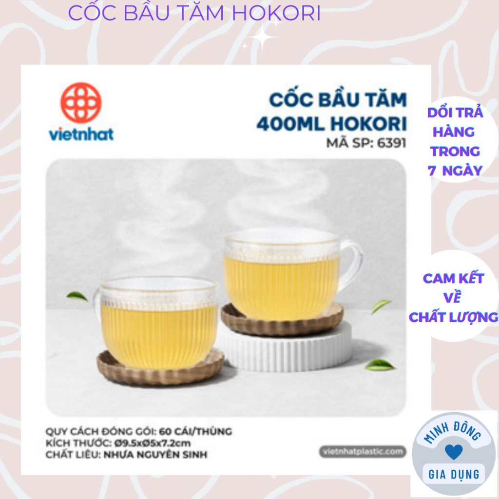 Cốc nhựa trà đá meka bầu tăm trong suốt Việt Nhật 400ml