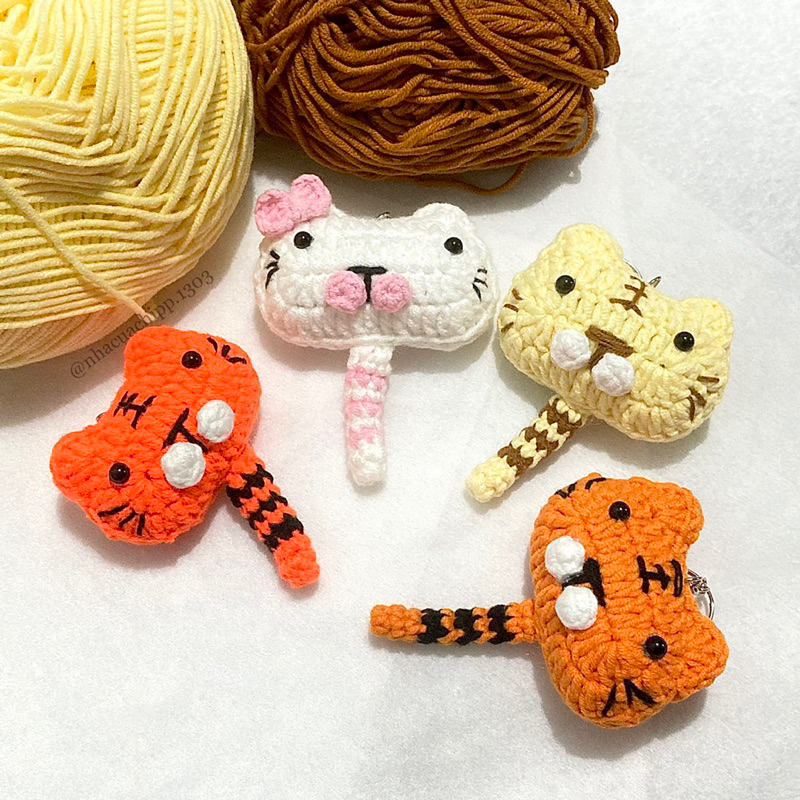 [Ảnh thật] Móc khóa hổ mèo móc len đáng yêu handmade/cute cat tiger crochet handmade wool