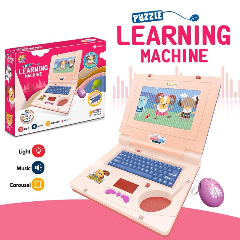 Máy tính đồ chơi laptop có chuột - bàn phím - kèm sticker - chức năng phát nhạc và đèn led