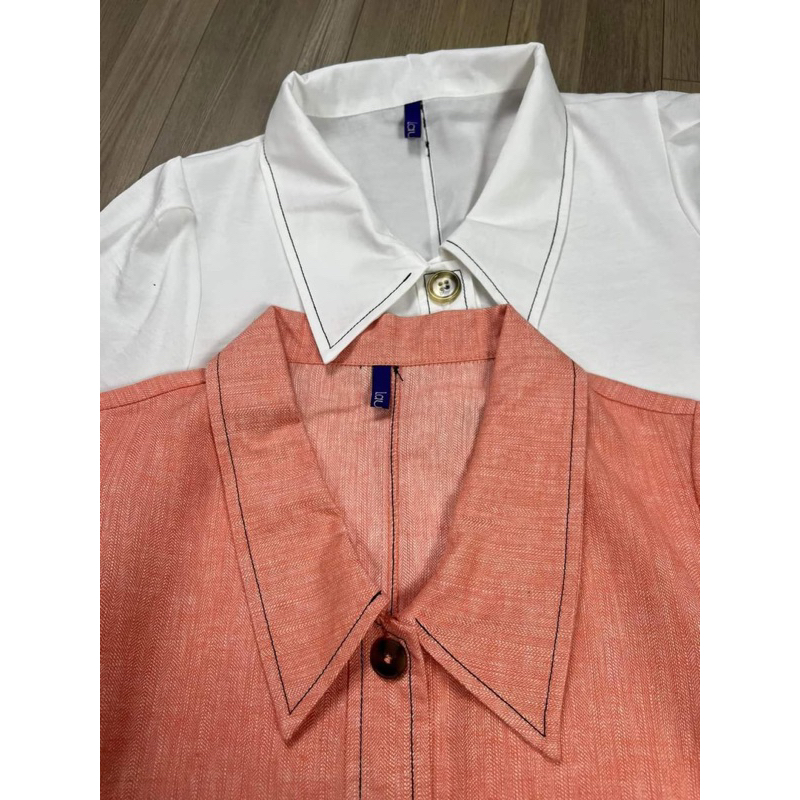 Áo sơ mi crop xuất Hàn siêu tôn dáng