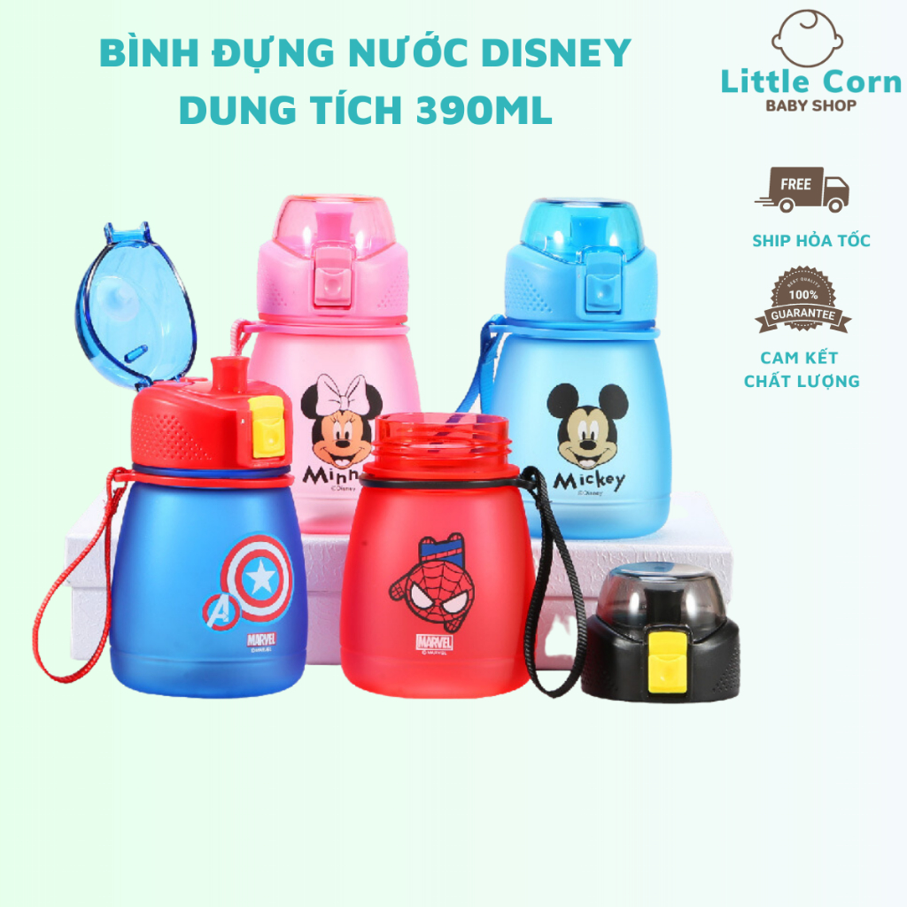 Bình Đựng Nước Cho Bé Có Hoạ Tiết Hoạt Hình Disney Dễ Thương Dung Tich 390ml