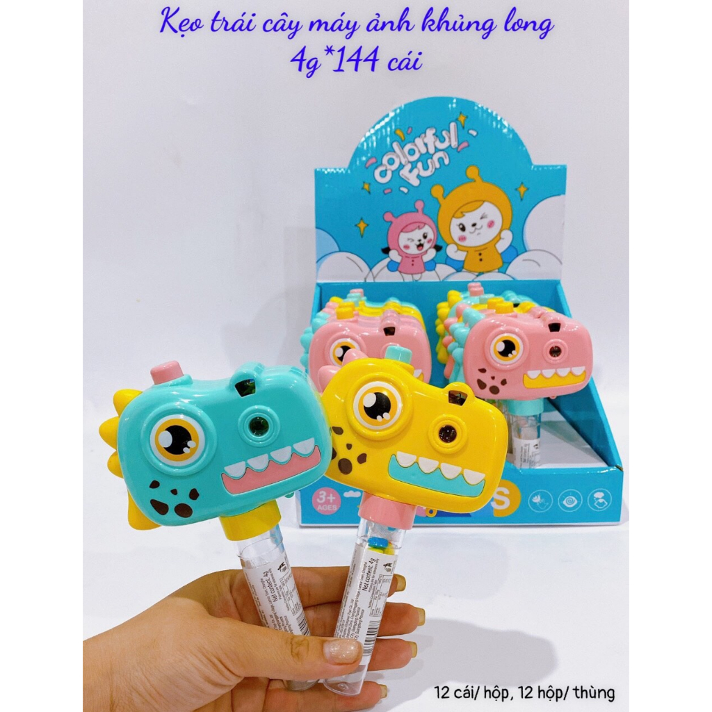 Kẹo đồ chơi máy ảnh Khủng Long chiếu hình có pin siêu xinh