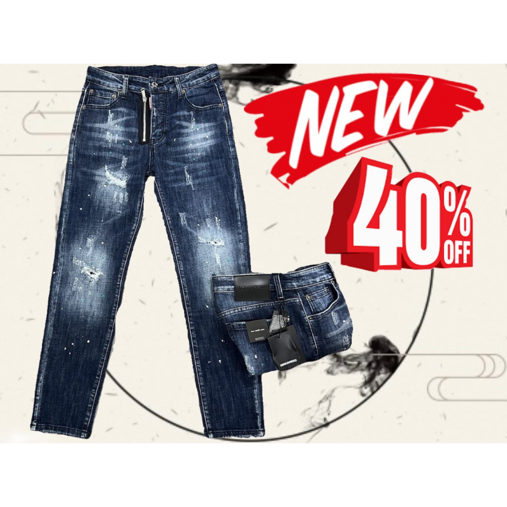 Quần Bò nam biker dsq hàng ĐẸP mới cập bến, quần jean côn nam DSQ khóa cúc xanh đậm vảy sơn mã TQ0388 Hót 2023
