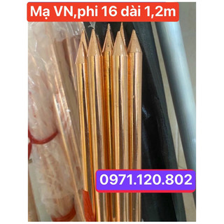 Cọc tiếp địa /kim thu lôi sắt mạ đồng phi 16mm dài 1,2m ( Hàng Việt Nam)