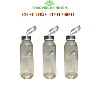 Chai thủy tinh 300ml có quai - Có thể đựng được nước nóng, dùng ngâm trà