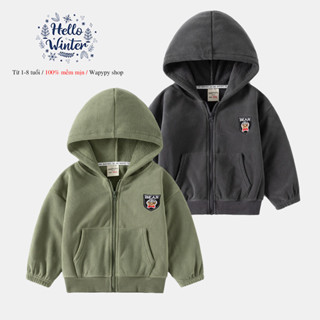 Áo hoodie lông cừu cho bé WAPYPY áo khoác nỉ lót lông mùa đông mẫu mới 2025