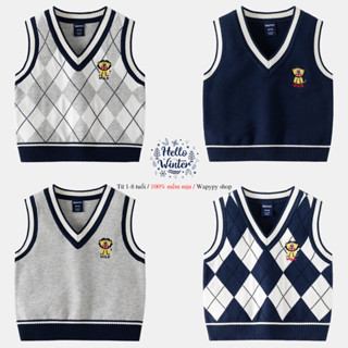 Áo gile len bé trai WAPYPY áo gile họa tiết cho bé mẫu mới thu đông 2025