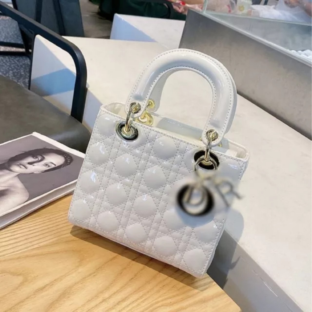 Túi Xách Nữ Di.or.lay.di 2 Loại Bóng Và lì size 20cm Tag Vàng