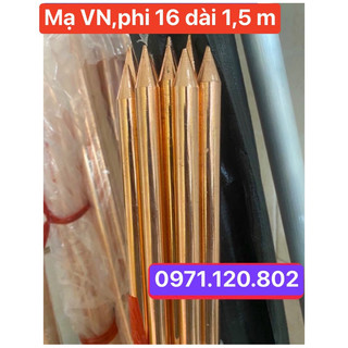 Cọc tiếp địa mạ đồng phi 16mm dài 1,5 m(Hàng Việt Nam)