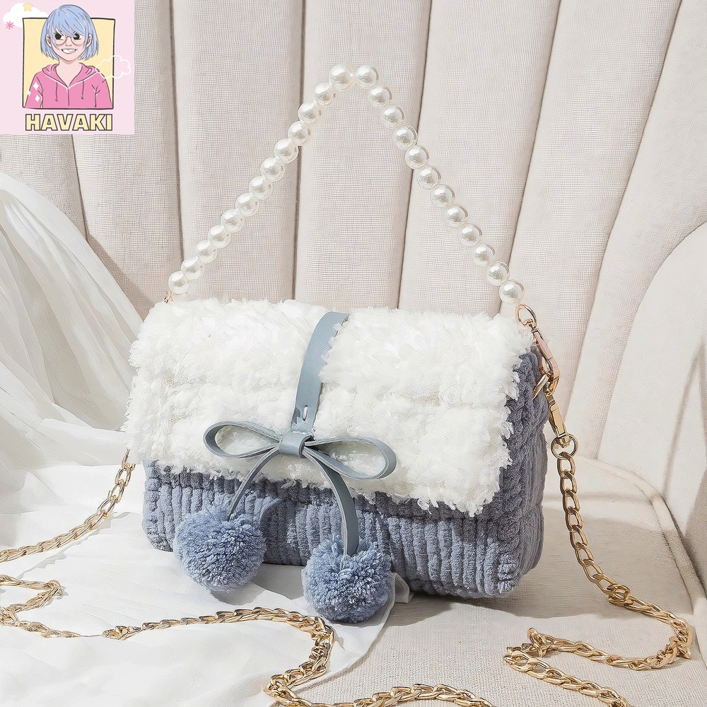 Len nhung đũa 6mm, len bông sữa, len đan móc khăn, túi handmade - Phụ kiện đan túi HAVAKI